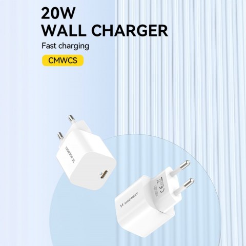 Ładowarka sieciowa 100-240V PD USB-C 20W biała Ładowarka sieciowa 100-240V PD USB-C 20W biała