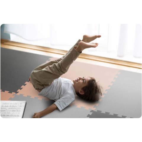 Mata piankowa puzzle 180x180cm 9 szt szaro-brzoskwiniowa Mata piankowa puzzle 180x180cm 9 szt szaro-brzoskwiniowa