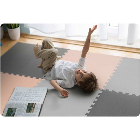 Mata piankowa puzzle 180x180cm 9 szt szaro-brzoskwiniowa Mata piankowa puzzle 180x180cm 9 szt szaro-brzoskwiniowa