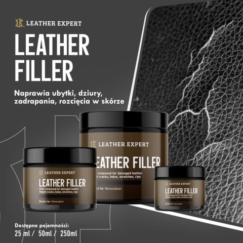 Leather Filler - szpachla do skóry w kolorze czarnym 25 ml Leather Expert LE-10-FB25