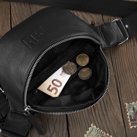 SASZETKA DAMSKA SKÓRZANA NERKA CZARNA PAOLO PERUZZI T-97-BL