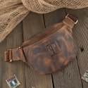SASZETKA DAMSKA SKÓRZANA NERKA W STYLU VINTAGE BRĄZOWA PAOLO PERUZZI T-97-HBR