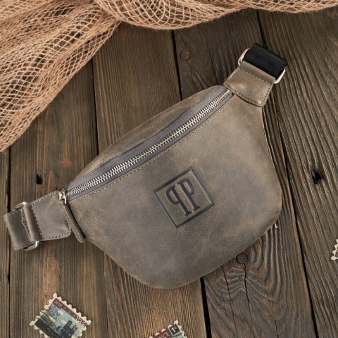 SASZETKA DAMSKA SKÓRZANA NERKA W STYLU VINTAGE SZARA PAOLO PERUZZI T-97-HGRE SASZETKA DAMSKA SKÓRZANA NERKA W STYLU VINTAGE SZARA PAOLO PERUZZI T-97-HGRE