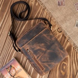 Saszetka męska skórzana na ramię brązowa vintage Paolo Peruzzi T-119-HBR
