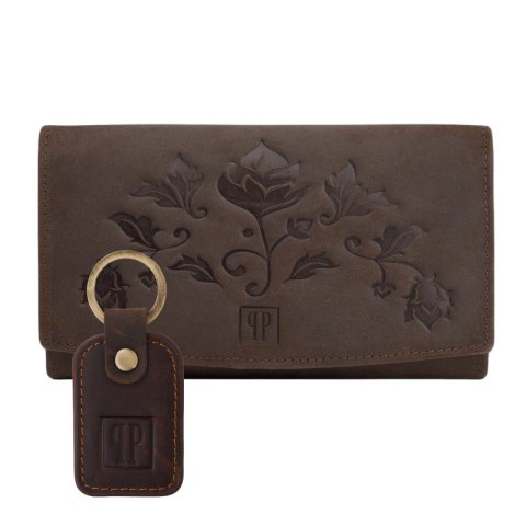 ZESTAW PREZENTOWY PORTFEL DAMSKI SKÓRZANY VINTAGE I BRELOK DO KLUCZY BRĄZOWY PAOLO PERUZZI ZUP-104-BR ZESTAW PREZENTOWY PORTFEL DAMSKI SKÓRZANY VINTAGE I BRELOK DO KLUCZY BRĄZOWY PAOLO PERUZZI ZUP-104-BR