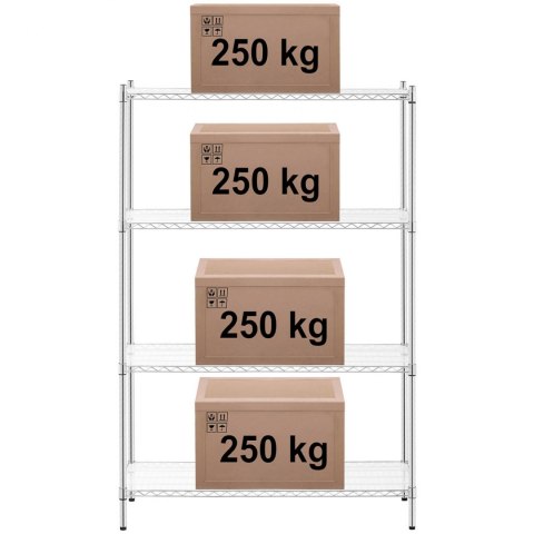 Regał warsztatowy chromowany ażurowy 4 półki + 4 maty do 1 t 1000 kg 120x45x180 cm Regał warsztatowy chromowany ażurowy 4 półki + 4 maty do 1 t 1000 kg 120x45x180 cm