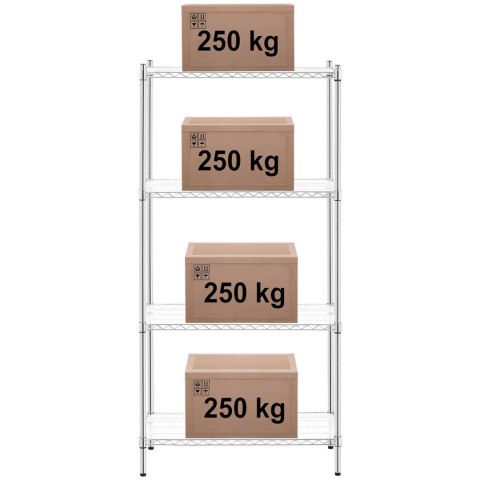 Regał warsztatowy chromowany druciany 4 półki + 4 maty do 1 t 1000 kg 90x45x180 cm Regał warsztatowy chromowany druciany 4 półki + 4 maty do 1 t 1000 kg 90x45x180 cm