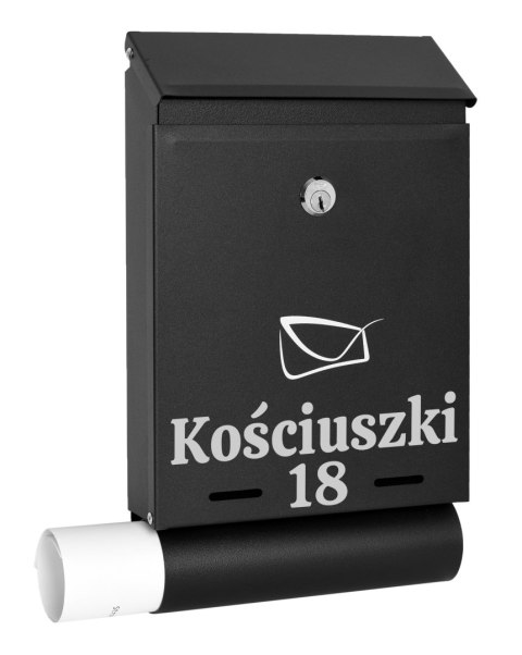 Skrzynka pocztowa na listy Hadvar czarna z napisami Skrzynka pocztowa na listy Hadvar czarna z napisami