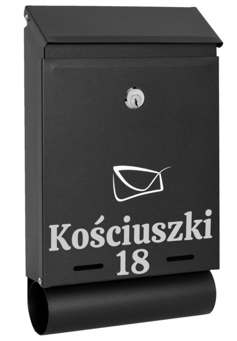 Skrzynka pocztowa na listy Hadvar czarna z napisami Skrzynka pocztowa na listy Hadvar czarna z napisami