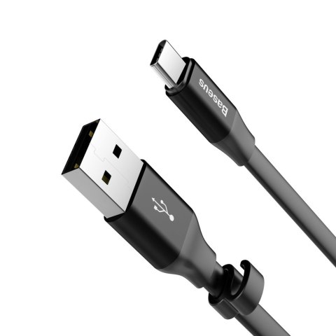 Płaski kabel przewód USB USB-C z uchwytem 2A 23CM czarny Płaski kabel przewód USB USB-C z uchwytem 2A 23CM czarny