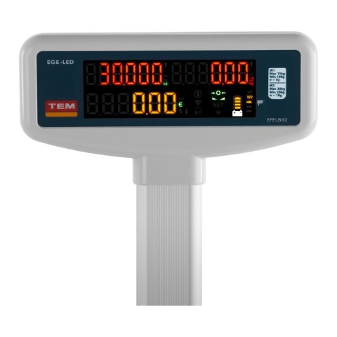 Waga sklepowa cenowa zalegalizowana EGE-LED TEM RS232 30kg / 10g Waga sklepowa cenowa zalegalizowana EGE-LED TEM RS232 30kg / 10g