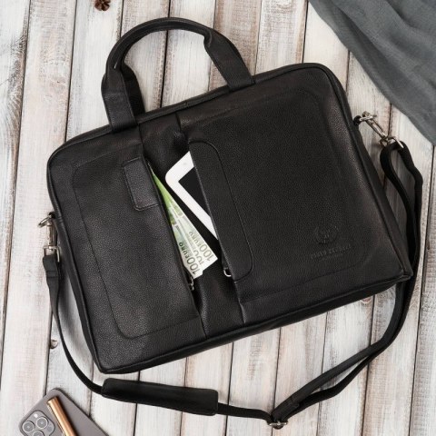 Torba męska skórzana na ramię na laptopa do pracy czarna Paolo Peruzzi E-26-BL Torba męska skórzana na ramię na laptopa do pracy czarna Paolo Peruzzi E-26-BL