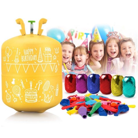 Butla z helem 0,42m3 z balonami i wstążką Butla z helem 0,42m3 z balonami i wstążką