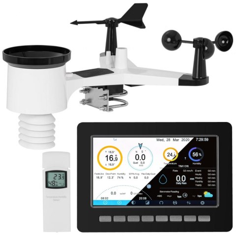 Bezprzewodowa stacja meteorologiczna pogodowa solarna 7w1 LCD WiFi 100m Bezprzewodowa stacja meteorologiczna pogodowa solarna 7w1 LCD WiFi 100m