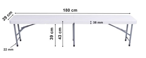 Ławka cateringowa składana 180 cm biała Ławka cateringowa składana 180 cm biała