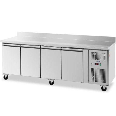 Stół chłodniczy gastronomiczny z rantem na kółkach 4 komory 550 l 223x70x95 cm Stół chłodniczy gastronomiczny z rantem na kółkach 4 komory 550 l 223x70x95 cm