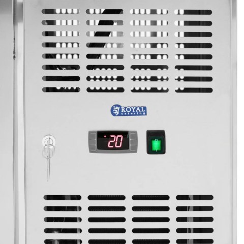 Stół chłodniczy gastronomiczny z rantem na kółkach 4 komory 550 l 223x70x95 cm Stół chłodniczy gastronomiczny z rantem na kółkach 4 komory 550 l 223x70x95 cm