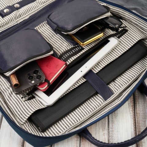 Torba męska na ramię lub do ręki wegańska do pracy na laptopa granatowa Paolo Peruzzi E-14-DB Torba męska na ramię lub do ręki wegańska do pracy na laptopa granatowa Paolo Peruzzi E-14-DB