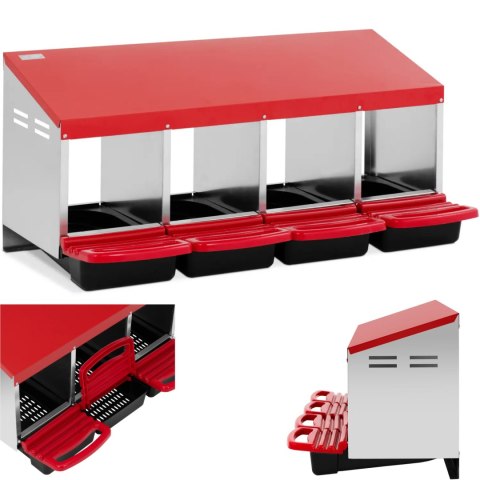 Gniazdo dla kur niosek ścienne 4 komory STAL 52 x 107.5 x 49 cm Gniazdo dla kur niosek ścienne 4 komory STAL 52 x 107.5 x 49 cm