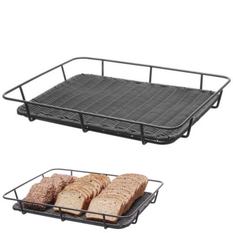 Kosz tacka na pieczywo z ramą ze stali nierdzewnej czarny 400x300x50 mm - Hendi 426555 Kosz tacka na pieczywo z ramą ze stali nierdzewnej czarny 400x300x50 mm - Hendi 426555