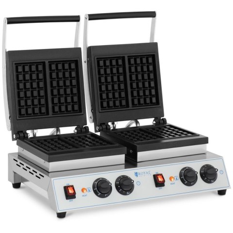 Gofrownica prostokątna podwójna na 4 gofry belgijskie 2 x 1500 W Gofrownica prostokątna podwójna na 4 gofry belgijskie 2 x 1500 W