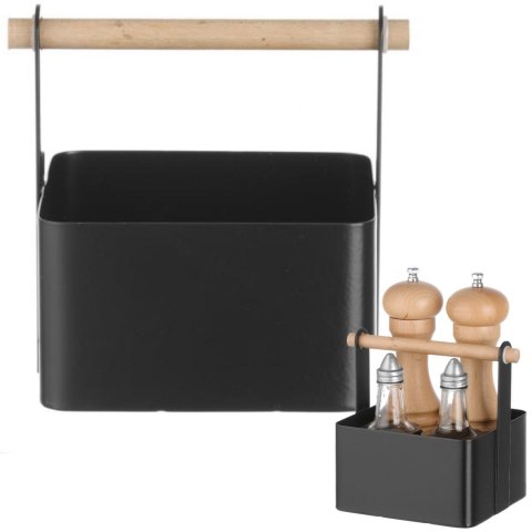 Organizer koszyk stołowy na przyprawy z drewnianą rączką 17x13x16 cm - Hendi 427057 Organizer koszyk stołowy na przyprawy z drewnianą rączką 17x13x16 cm - Hendi 427057