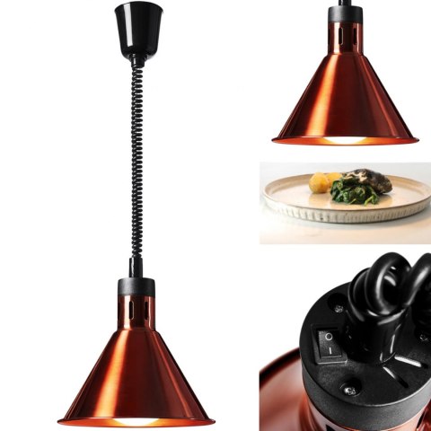 Lampa grzewcza do potraw na podczerwień IR wisząca miedziana śr. 27 cm 250 W Lampa grzewcza do potraw na podczerwień IR wisząca miedziana śr. 27 cm 250 W