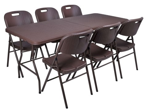 Zestaw cateringowy RATTAN stół 180 cm + 6 krzeseł Zestaw cateringowy RATTAN stół 180 cm + 6 krzeseł