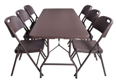 Zestaw cateringowy RATTAN stół 180 cm + 6 krzeseł Zestaw cateringowy RATTAN stół 180 cm + 6 krzeseł