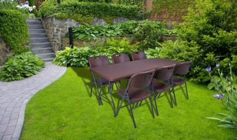 Zestaw cateringowy RATTAN stół 180 cm + 6 krzeseł Zestaw cateringowy RATTAN stół 180 cm + 6 krzeseł