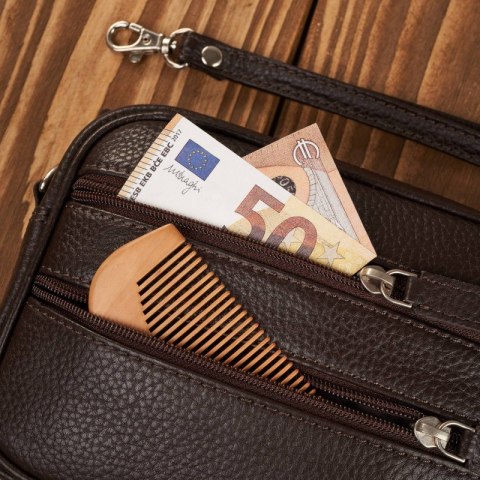 Saszetka męska skórzana do ręki brązowa Paolo Peruzzi T-129-BR Saszetka męska skórzana do ręki brązowa Paolo Peruzzi T-129-BR