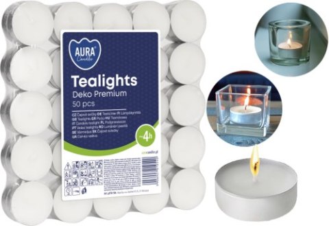 AURA Podgrzewacze Tealights Deko Premium 4h 50 szt. pf10-50s AURA Podgrzewacze Tealights Deko Premium 4h 50 szt. pf10-50s