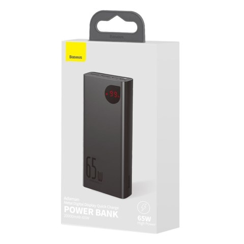 Adaman powerbank 2x USB 1x USB-C 1x microUSB 20000mAh 65W Quick Charge czarny Adaman powerbank 2x USB 1x USB-C 1x microUSB 20000mAh 65W Quick Charge czarny