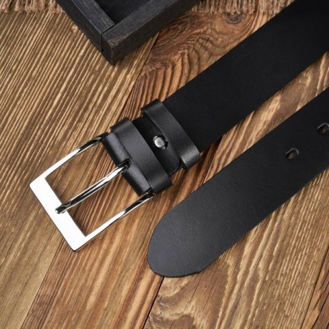Pasek męski skórzany czarny szeroki 110 cm ze srebrną klamrą Paolo Peruzzi PG-05-BLS-110 Pasek męski skórzany czarny szeroki 110 cm ze srebrną klamrą Paolo Peruzzi PG-05-BLS-110