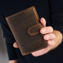 Portfel męski skórzany Brodrene brązowy vintage G-28-HBR