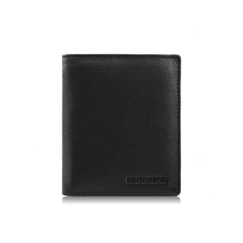 Portfel męski skórzany czarny etui na karty z ochroną RFID slim Brødrene G-102MN/BL