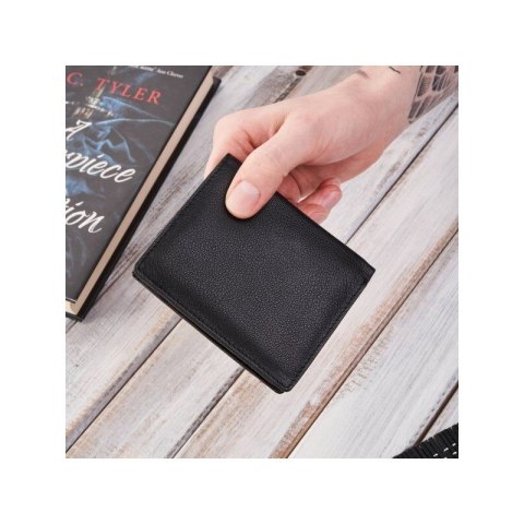 Portfel męski skórzany czarny etui na karty z ochroną RFID slim Brødrene G-102MN/BL