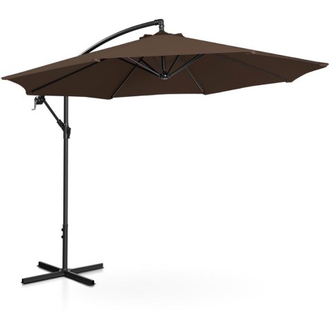 Parasol ogrodowy na wysięgniku okrągły uchylny śr. 300 cm brązowy Parasol ogrodowy na wysięgniku okrągły uchylny śr. 300 cm brązowy