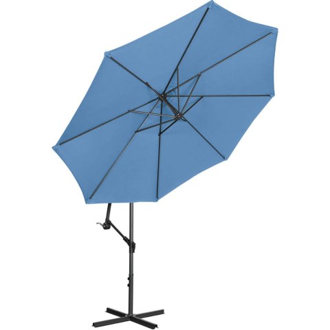 Parasol ogrodowy na wysięgniku okrągły uchylny śr. 300 cm niebieski Parasol ogrodowy na wysięgniku okrągły uchylny śr. 300 cm niebieski