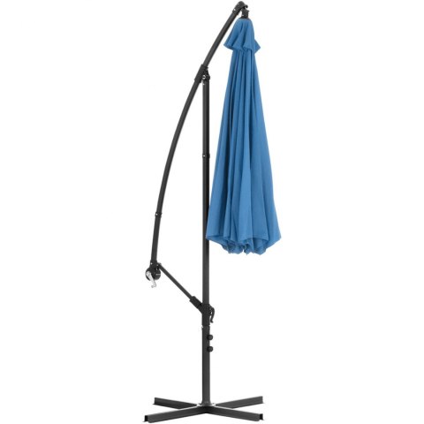 Parasol ogrodowy na wysięgniku okrągły uchylny śr. 300 cm niebieski Parasol ogrodowy na wysięgniku okrągły uchylny śr. 300 cm niebieski