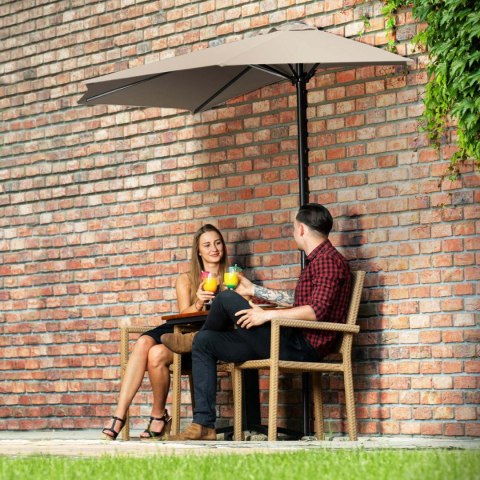 Półparasol przyścienny balkonowy tarasowy półokrągły 270 x 135 cm szarobrązowy Półparasol przyścienny balkonowy tarasowy półokrągły 270 x 135 cm szarobrązowy