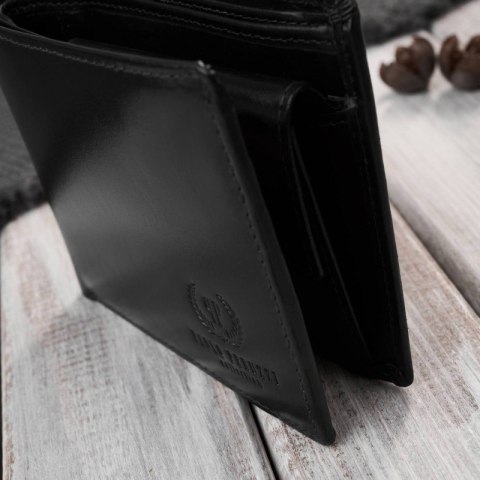 Elegancki portfel męski skórzany czarny z ochroną RFID Paolo Peruzzi AY-11-BL Elegancki portfel męski skórzany czarny z ochroną RFID Paolo Peruzzi AY-11-BL