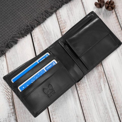 Elegancki portfel męski skórzany czarny z ochroną RFID Paolo Peruzzi AY-11-BL Elegancki portfel męski skórzany czarny z ochroną RFID Paolo Peruzzi AY-11-BL
