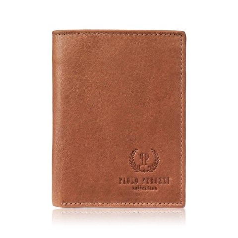 Portfel męski skórzany koniakowy klasyczny elegancki z ochroną RFID Paolo Peruzzi AY-10-CG Portfel męski skórzany koniakowy klasyczny elegancki z ochroną RFID Paolo Peruzzi AY-10-CG