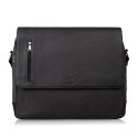 Torba męska na ramię na laptopa ze skóry naturalnej i canvasu czarna Paolo Peruzzi AY-02-BL