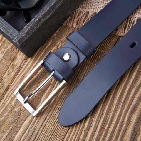 Pasek męski skórzany granatowy 110 cm ze srebrną klamrą Paolo Peruzzi PG-03-DBS-110 Pasek męski skórzany granatowy 110 cm ze srebrną klamrą Paolo Peruzzi PG-03-DBS-110