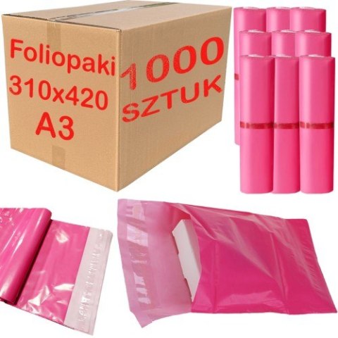 Foliopaki Kurierskie Różowe A3 310x420mm - 1000 szt. Foliopaki Kurierskie Różowe A3 310x420mm - 1000 szt.