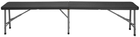 Zestaw cateringowy Rattan czarny stół 180 cm+ 2 ławki Zestaw cateringowy Rattan czarny stół 180 cm+ 2 ławki
