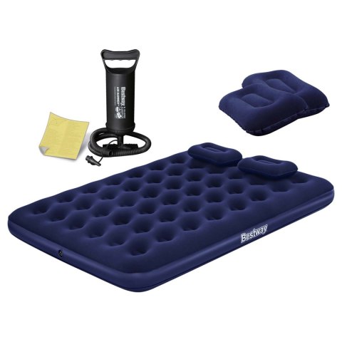 Materac dmuchany z pompką i poduszkami 203 x 152 x 22 cm Bestway 67374 Materac dmuchany z pompką i poduszkami 203 x 152 x 22 cm Bestway 67374