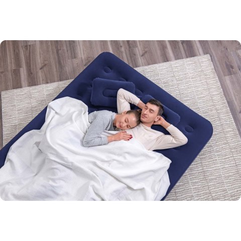 Materac dmuchany z pompką i poduszkami 203 x 152 x 22 cm Bestway 67374 Materac dmuchany z pompką i poduszkami 203 x 152 x 22 cm Bestway 67374